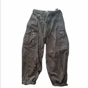 Black BDG High Rise Baggy Cargo Pants with Drawstring Waist and Ankles